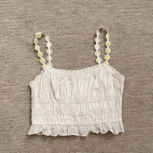 White Daisy Strap Cropped Top